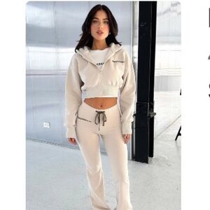 THATSSOFETCH Bamba Low Rise Pants - Bone Crop top hoodie S/M
